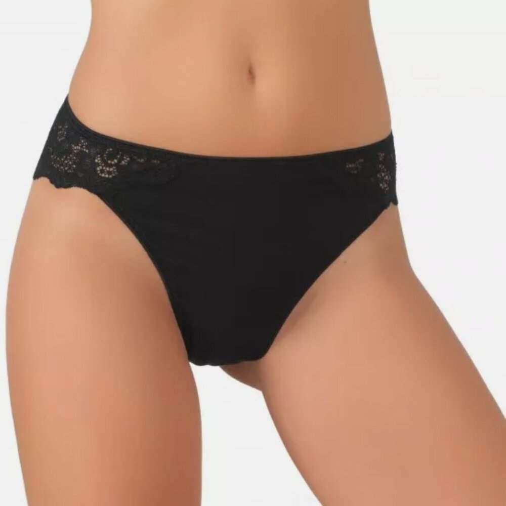 NWT! JADEA Cotton Modal Stretchy Lace Briefs Size 6 BLACK art.789